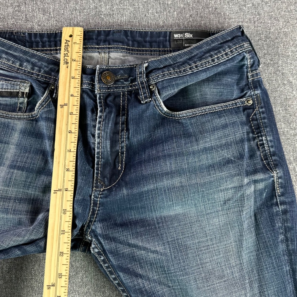 Buffalo Jeans Mens 31 Six Slim Straight Blue Faded Whiskered David Bitton - Picture 9 of 11